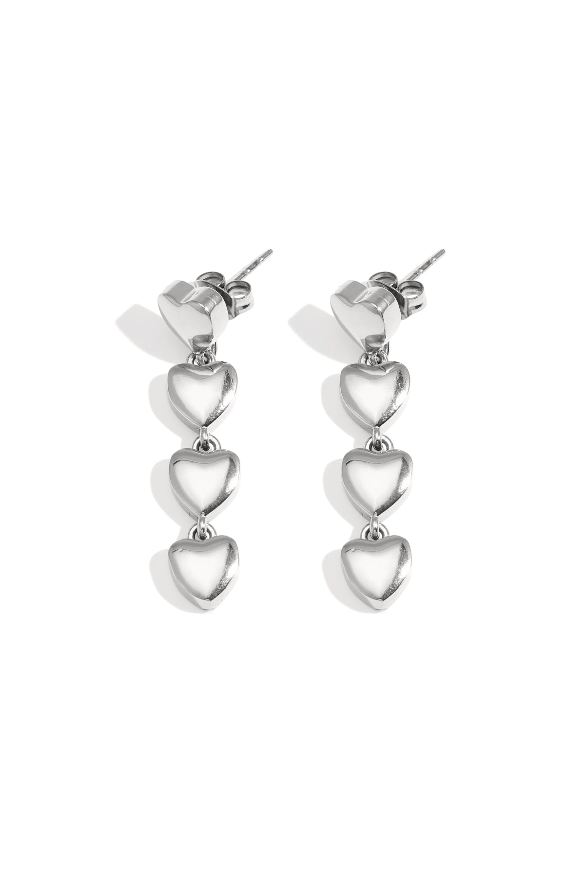 Row of heart earrings