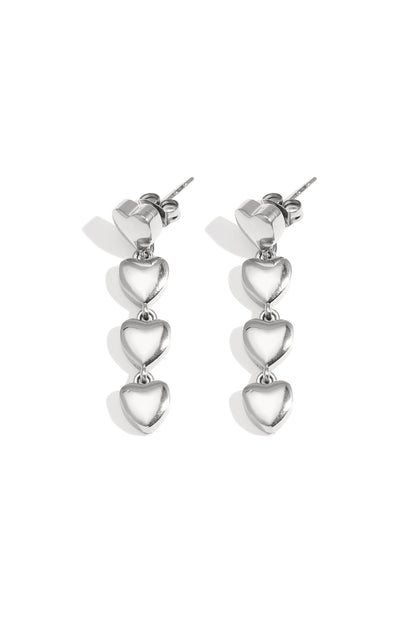 Row of heart earrings