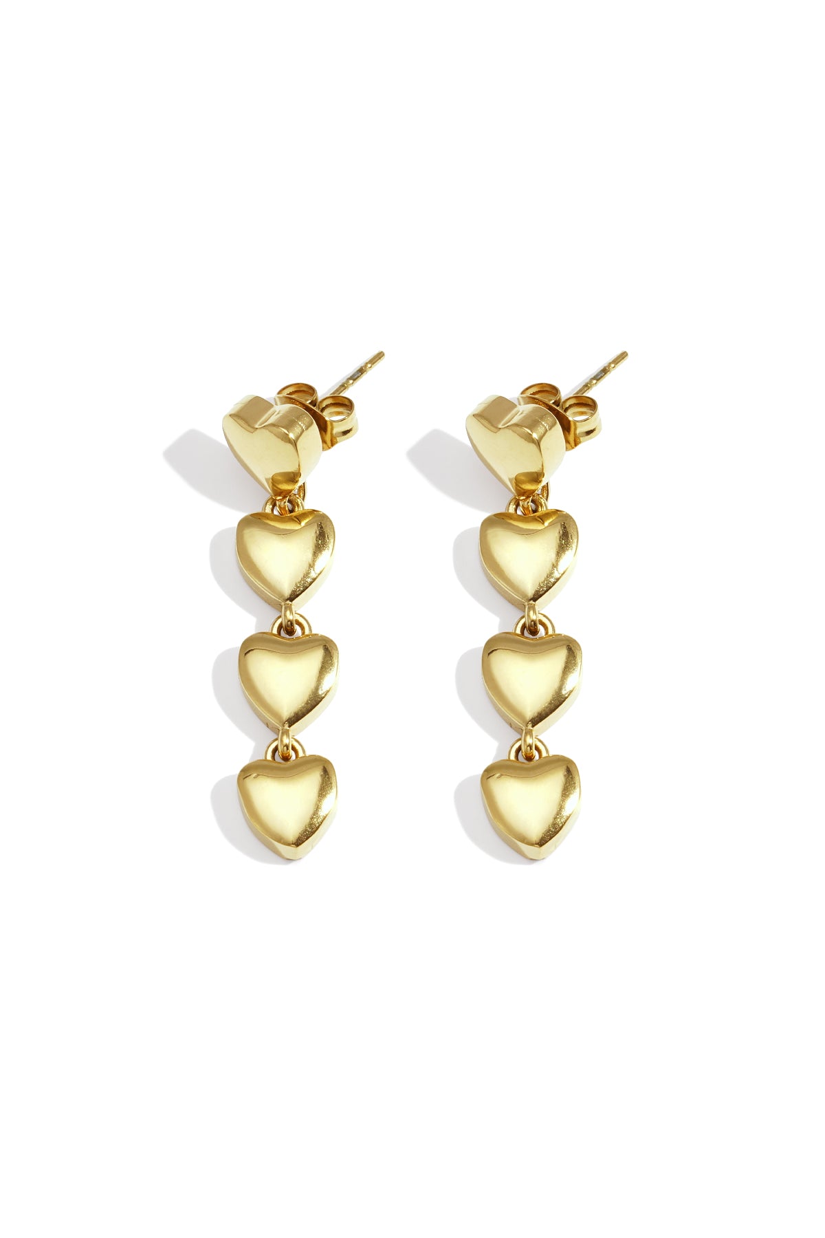 Row of heart earrings