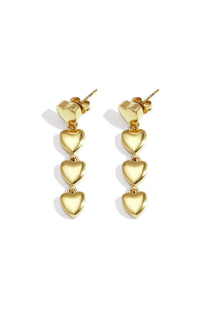 Row of heart earrings